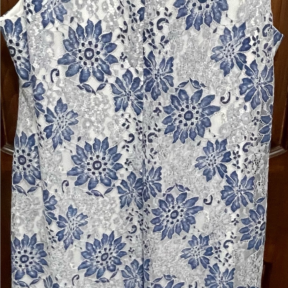 Rose&Ali women’s size 20W blu and white Lace sleeveless floral shift dress - Picture 5 of 5
